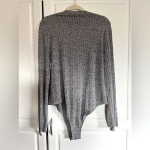 Mock-neck lettuce edge fitted bodysuit